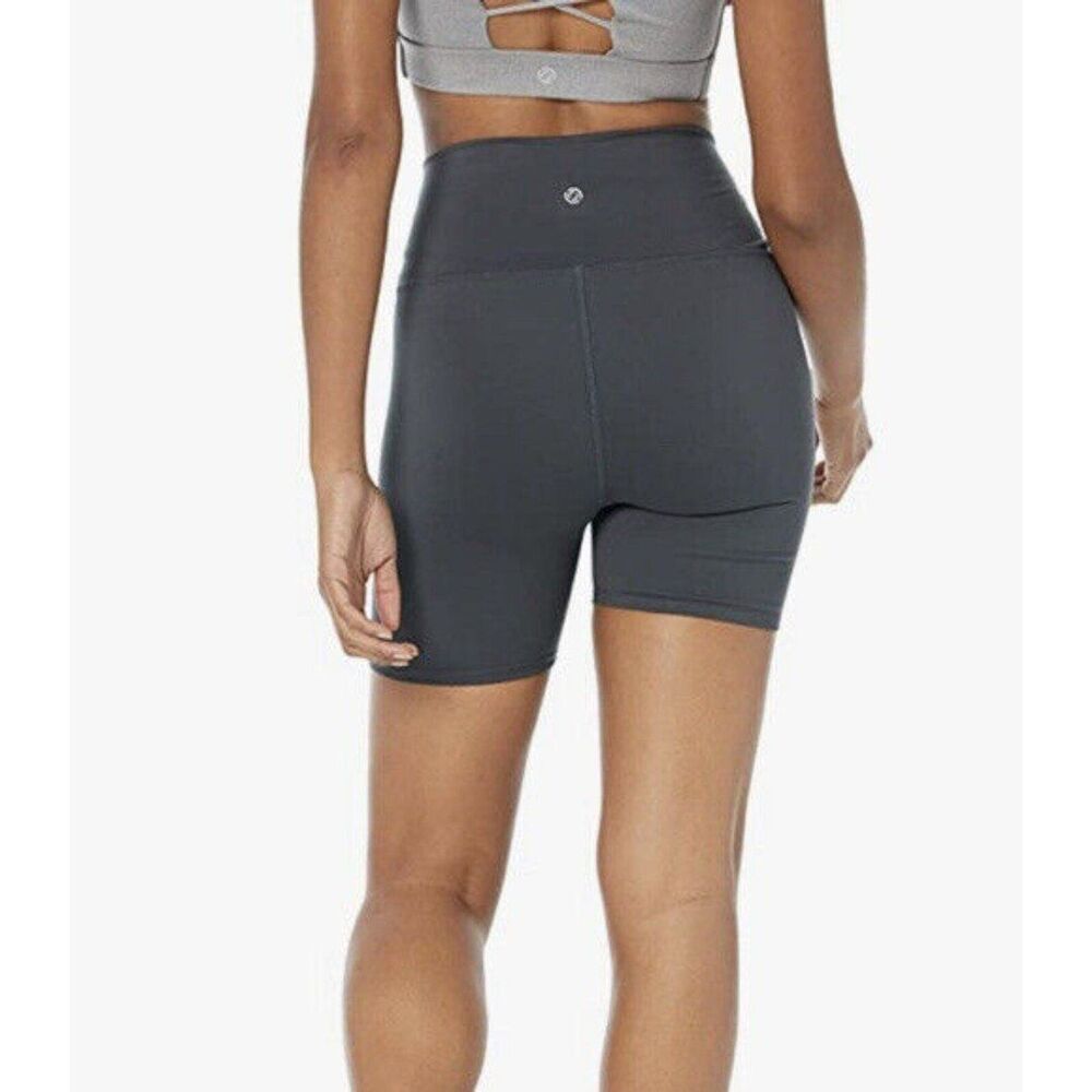 New Women Leggings Shorts High Waisted Yoga Small Hide Pocket Slate gray - Picture 4 of 12
